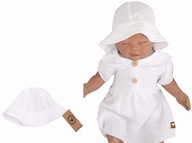 Muślinowy kapelusz niemowlęcy biały 0-6 miesięcy