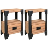 Nočné stolíky 2 ks masívne akáciové drevo a oceľ 40x30x54 cm