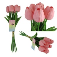 Mű tulipán csokor 7db 33cm rózsaszín