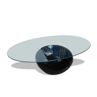 vidaXL Čierny konferenčný stolík s oválnou sklenenou doskou, vysoký lesk