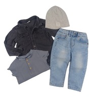 Komplet katana H&M _ spodnie jeansowe _ body _ czapka 86