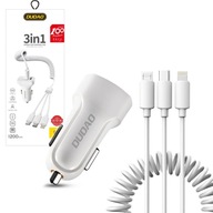 DUDAO ŁADOWARKA SAMOCHODOWA 2xUSB 2.4A + KABEL 3W1