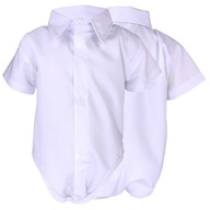 Body koszula biała gładka - krótki rękaw 68