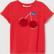 H&M t-shirt bluzka z aplikacją 3D top 4-6 l 110 116