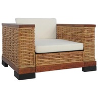 Sofa 2-cz. zestaw wypoczynkowy, poduszki, brązowy, naturalny rattan