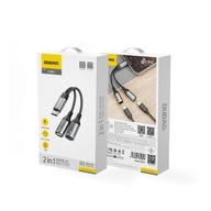USB-C ADAPTÉR 2V1 ROZDĚLOVAČ PRO NABÍJENÍ A POSLOUCHANOU HUDBU, ŠEDÝ