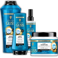 Gliss Aqua Revive Szampon Maska Odżywka do Włosów Suchych i Normalnych 4szt
