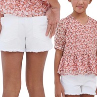 Next Dziecięce Dziewczęce Bawełniane Krótkie Spodenki Białe Jeans 166 cm