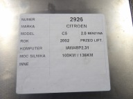 Citroen C5 e computer, Centralina 16469034, 9642606280 IAW48P2.31