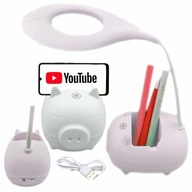 ASZTALI LÁMPA LED TÁROLÓVAL USB TELEFON ÁLLVÁNY GYEREKEKNEK