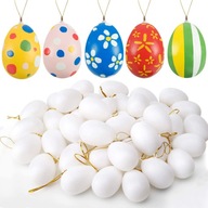 Zawieszki jajka białe wielkanocne pisanki do ozdobienia DIY x50 plastikowe