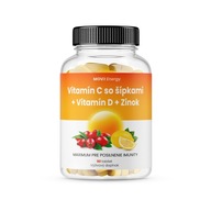 MOVit Vitamín C 1200 mg so šípkami + Vitamín D + Zinok PREMIUM, 90 tbl.