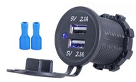 NABÍJAČKA PRE AKU USB ZÁSUVKA VSTAVANÁ S KLAPKOU 12/24V 5V 2.1A MODRÁ LED