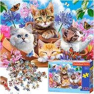 CASTORLAND Puzzle układanka 120 el Koty w kwiatach 6+