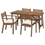 IKEA ASKHOLMEN Stôl+4 stoličky tmavohnedá/Kuddarna béžová 143x75 cm
