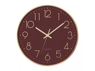 Nástenné hodiny s tichým mechanizmom, burgundská farba, O 30 cm