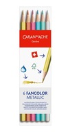 Pastelky "Fancolor", metalické, 6 farieb, CARAN D'ACHE 1284.406