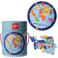Kruhové puzzle v tube Apli Kids Mapa sveta 5+
