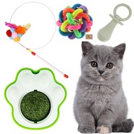 Zabawki dla kota MEGA ZESTAW Gumowa piłeczka KOCIMIĘTKA gryzak wędka piórko