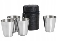 TURISTA POHARAK ACÉL FÉM 30ml SZETT 4 db + TOK FEKETE