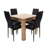 Zestaw stół Modern 80x80 4 czarne krzesła Nicea