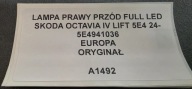 light right front FULL LED SKODA OCTAVIA IV LIFT 24- original 5E4941036