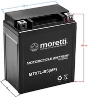 AKUMULATOR ŻELOWY MTX7L-BS MORETTI SKUTER MOTOCYKL