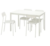 IKEA VANGSTA/ADDE Stôl a 4 stoličky biela 120/180cm