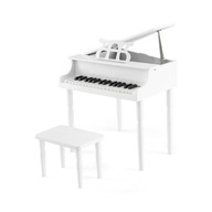 Fortepian dziecięcy z 30 klawiszami pianino biały stołek stojak na nuty