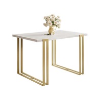 Rozkladací stôl ACTON GOLD na zlatých nohách biely arktický 120x80