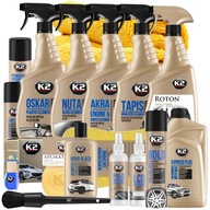 Kosmetyki do pielęgnacji auta mycia czyszczenia DUŻY ZESTAW K2 18 produktów