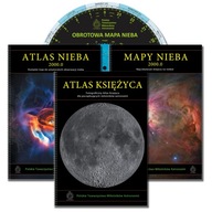 Zestaw atlasów astronomicznych i mapa nieba