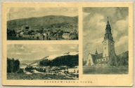 Ujsoły k. Rajcza, Milówka. Pozdrowienie z Ujsół. Kościół i widoki wsi. 1934