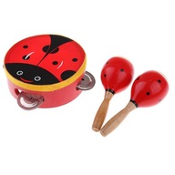 3 sztuki czerwone drewniane tamburyn z kreskówek instrumenty muzyczne zabawki prezent dla