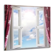Okno chmury zasłony do salonu Obraz na szkle 60x60