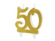 Świeczka urodzinowa złota brokatowa liczba 50