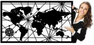 MAPA SVETA 80cm 6mm drevená prelamovaná mapa PEVNÁ hrubšia do obývacej izby