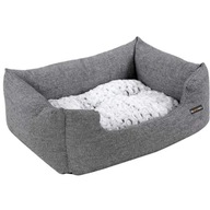 Legowisko dla psa, sofa dla psa FEANDREA 60x50 cm szare dwustronna poduszka