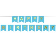 Baner Happy Birthday, niebieski, 15 x 175 cm