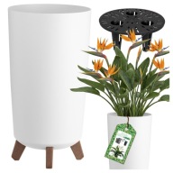 VIRÁGTARTÓ KERTI VIRÁGTARTÓ FEHÉR MAGAS VIRÁGÁGYÁS LÁBON ÁLL OTTHONRA