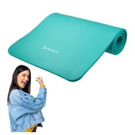 Podložka na fitness cvičenie joga HRUBÁ 1,5cm mäkká NBR 183x61cm S popruhmi