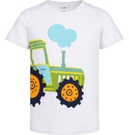 T-shirt chłopięcy Koszulka dziecięca Bawełna biały 104 z traktorem Endo