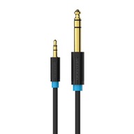 Kabel audio męski TRS Jack 3,5mm na męski 6,35mm 0,5m Vention BABBD czarny