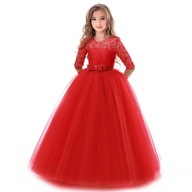 Sukienka dla dziewczynki czerwona wizytowa długa maxi do ziemi 128