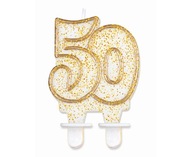 Świeczka Liczba 50 Na Urodziny Złoty Kontur 8 cm