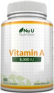 Nu U Vitamín A 8000 IU s vysokým výkonom 400 kapsúl Zásoba na viac ako rok