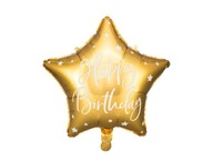 Balon foliowy Happy Birthday, 40cm, złoty Party Deco