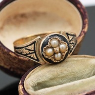 Zlatý smútočný prsteň z polovice devätnásteho storočia 9K