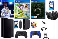 KONSOLA PS4 SLIM | ZESTAW PLAY STATION 4 | 2 NOWE PADY + GRY AKCESORIA