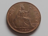 Anglia 1967 One Penny , Królowa Elżbieta II st. 2/2+